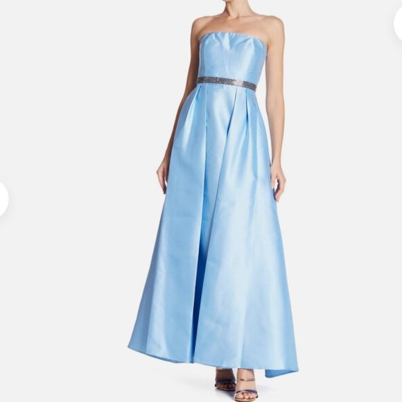 MARINA Dresses & Skirts - MARINA New Ball Gown Long Dress Strapless Embellished  Maxi Midi Women's 10 Blue